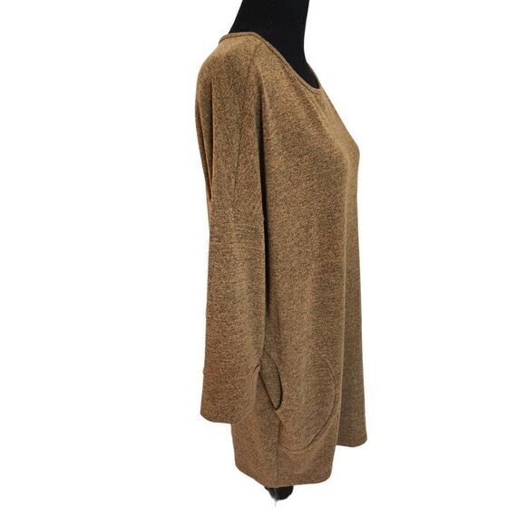 Clara Sun Woo Womens Long Sleeve Loose Stretch Shift Dress Gold Mustard Small - Picture 3 of 10